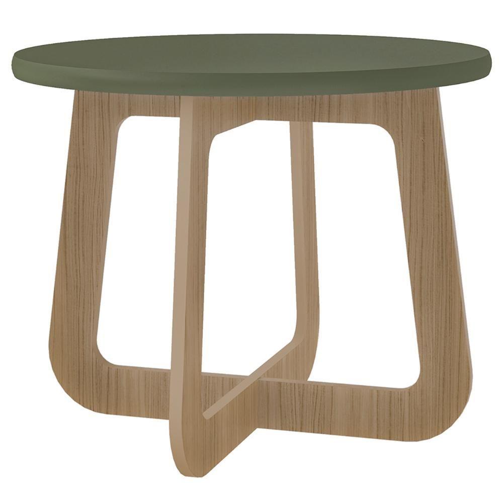 Mesa Centro Redonda 65cm Para Sala Mdf Rexxar Menta/carvalho A09 - Mpozenato