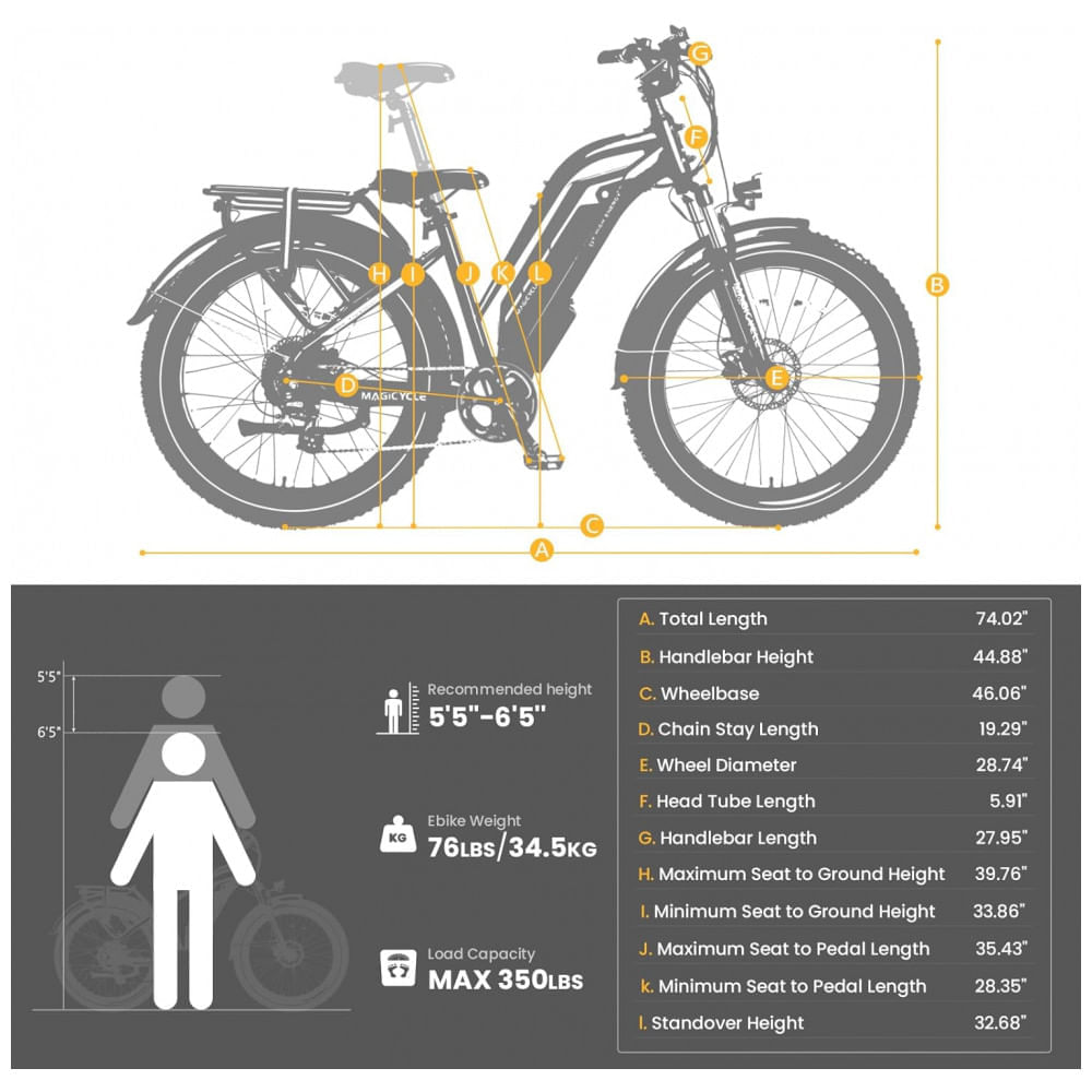 Bicicleta Elétrica 7 Velocidades com Freio a Disco e Luz Dianteira Traseira, 750W, Branca, MAGICYCLE, Branco