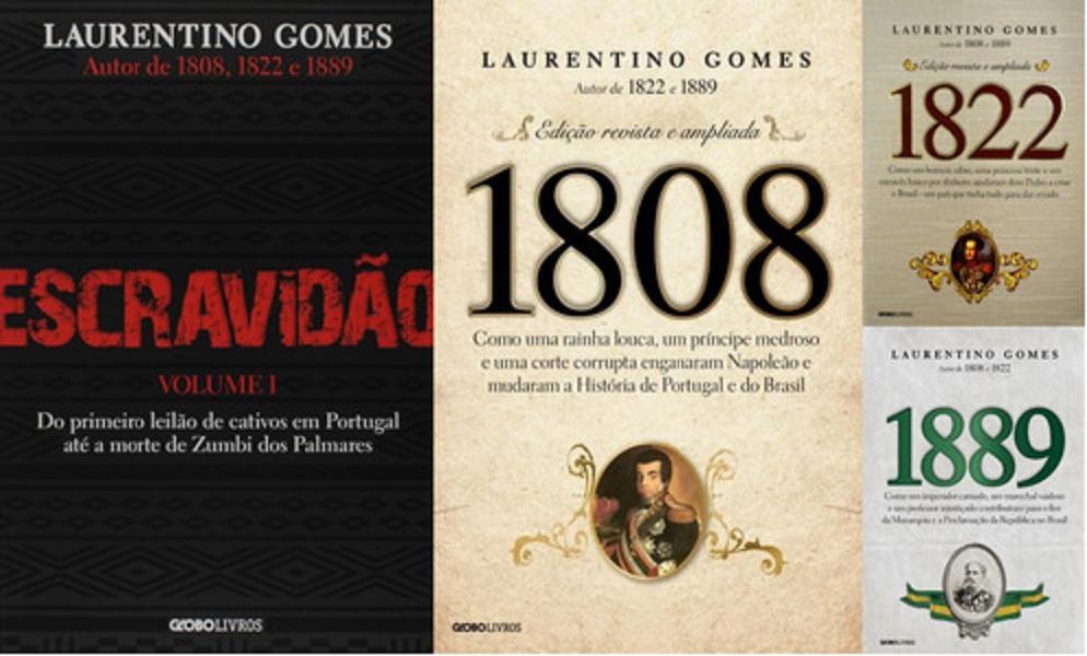 Miniatura Kit 4 Livros Laurentino Gomes Escravidao 1808 + 1889 + 1822