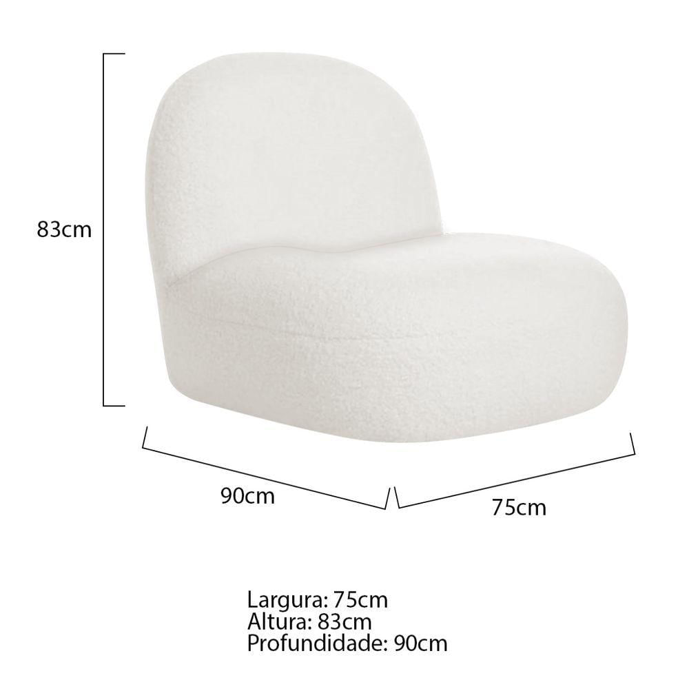Miniatura Sofá Curvo 200cm 3 Lugares E 1 Poltrona Orgânica Amsterdã Bouclé - Amarena Móveis Cor Branco