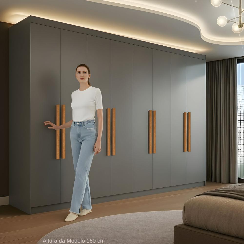 Miniatura Guarda Roupa Casal 8 Portas 4 Gavetas Paris Espresso Móveis Cinza