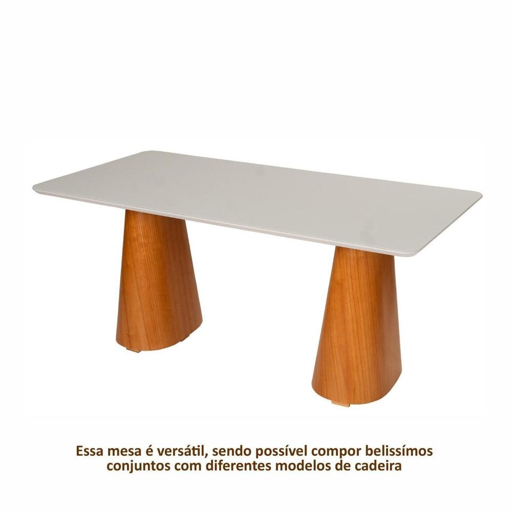 Mesa Retangular em Madeira Maciça Authentic Espresso Móveis Champagnhe/Off White