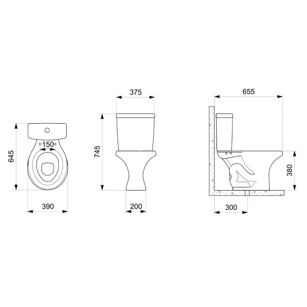Miniatura Kit Vaso Sanitário com Caixa Acoplada 6L com Assento Zip Incepa Branco