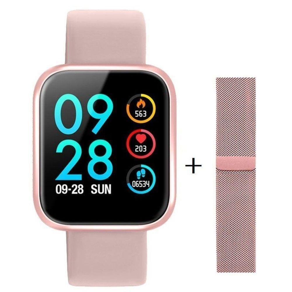 Miniatura Smartwatch I5 (P70) Rosa Com Duas Pulseiras