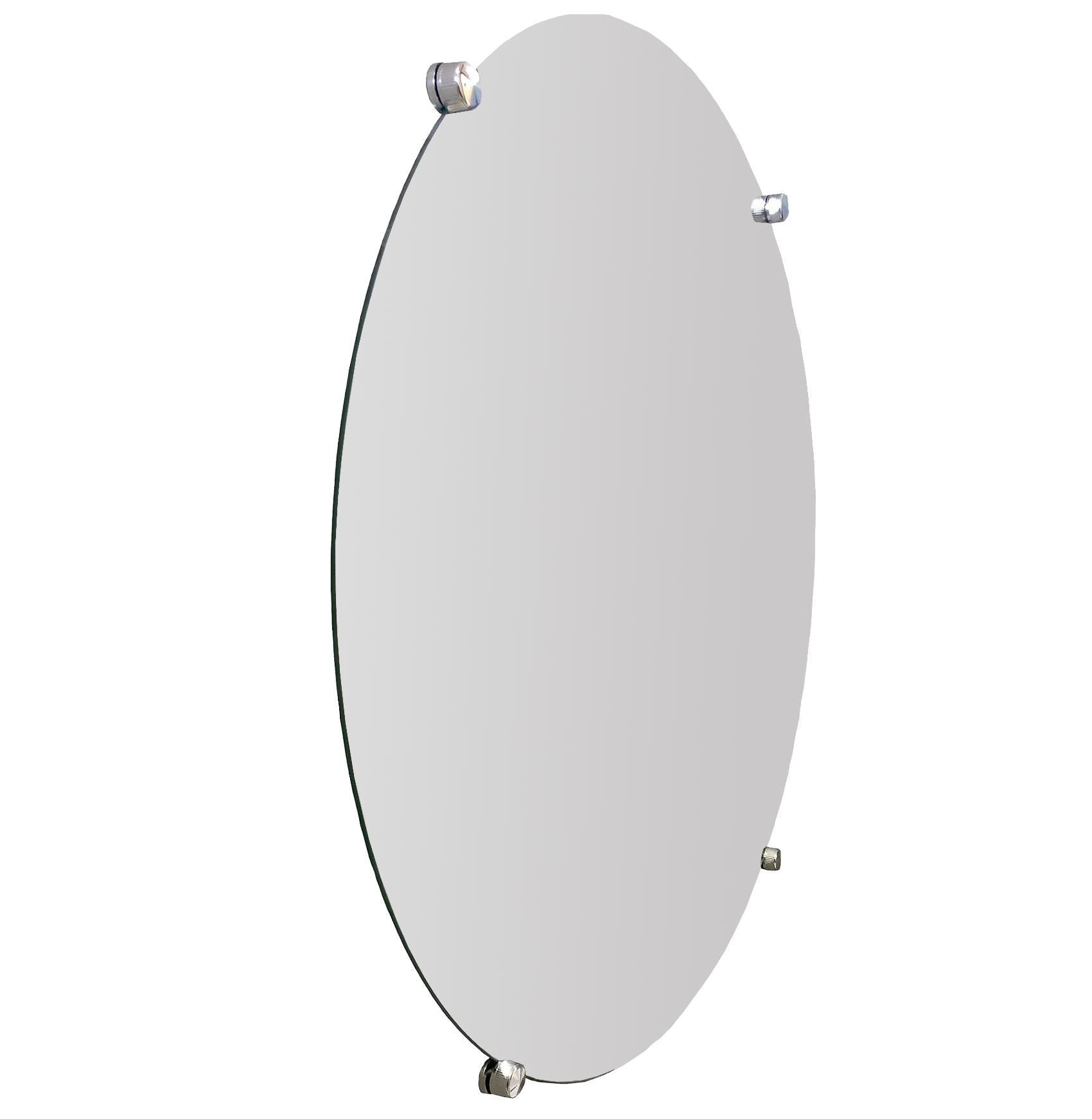 Espelho Banheiro Casa 3Mm Com Botão Francês Redondo 80Cm