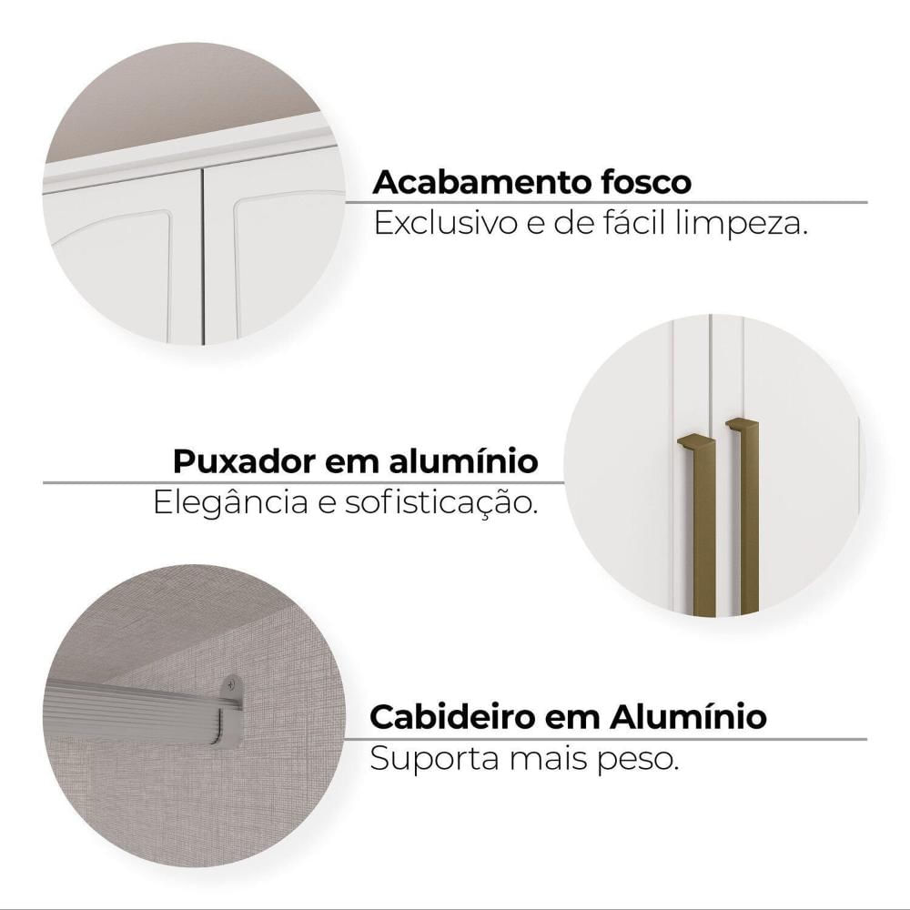 Guarda-Roupa Casal Nova York Prime 6 Portas com Amortecimento 6 Gavetas com Usinagem Expresso Móveis Branco