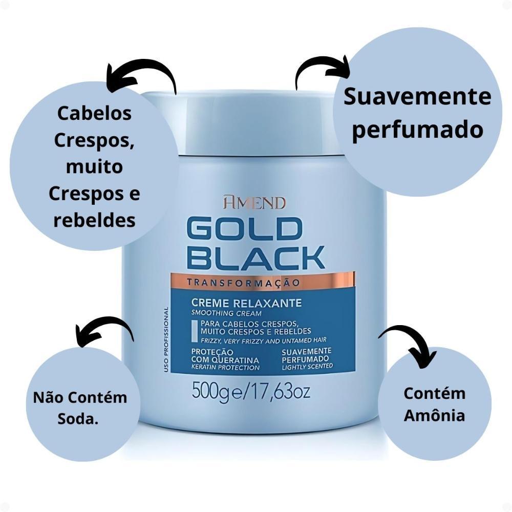 Kit Amend Gold Black Creme Amônia, Neutralizante E Reparador
