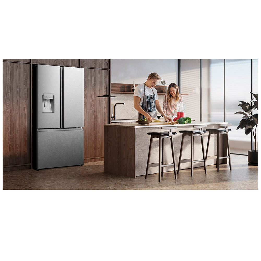 Miniatura Refrigerador French Door Hisense de 03 Portas Frost Free com 536 Litros Inox - RF-79W1AIQS 110