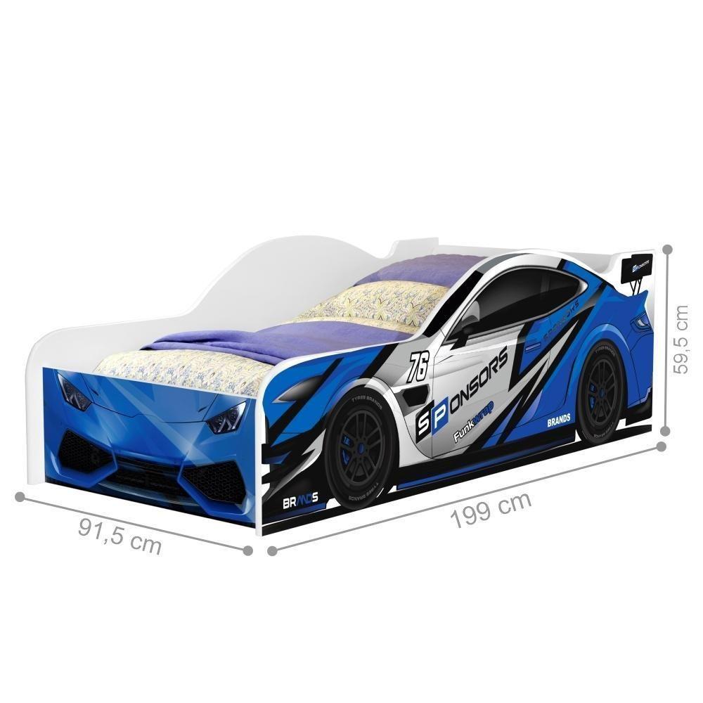 Miniatura Cama Carro Rally Solteiro Azul Full