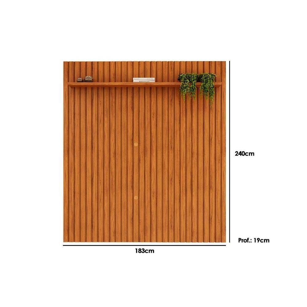Miniatura Painel Quarto P- Tv Até 65 Pol Pratic Ripado C- 1 Prateleira 183x240cm Freijo - Dj Móveis