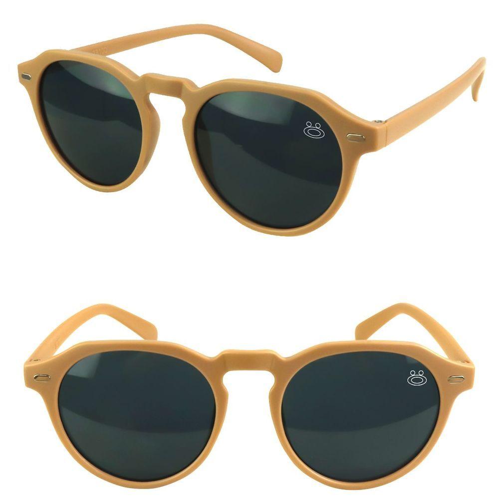 Miniatura Oculos Sol Masculino Vintage Proteção Uv Casual + Case + Verão Lentes Pretas Estiloso Presente Bege
