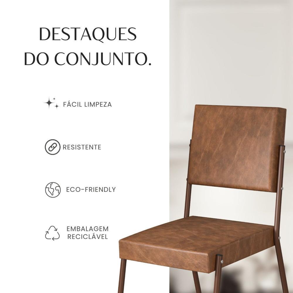 Conjunto Sala de Jantar Mesa Redonda 100cm Base Omega Tampo MDF Laca com Vidro Napoli Marrom