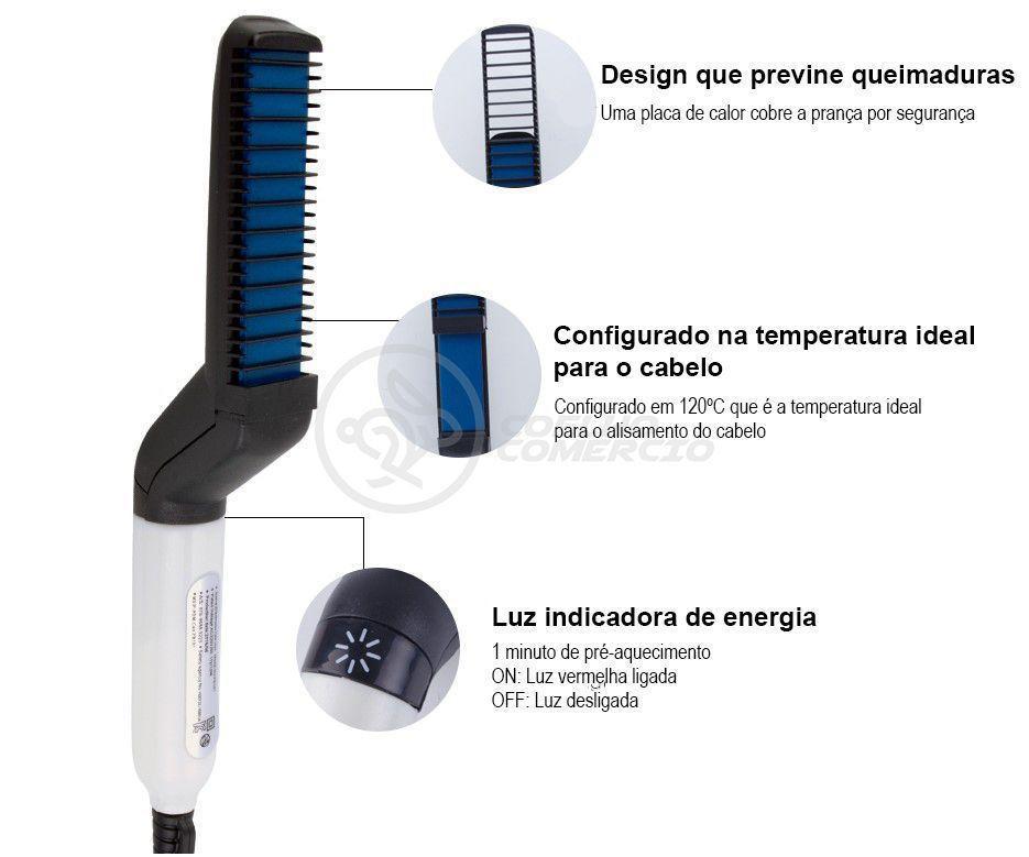 Miniatura Pente Prancha Modeladora Para Alisar Barba Cabelo For Beaut