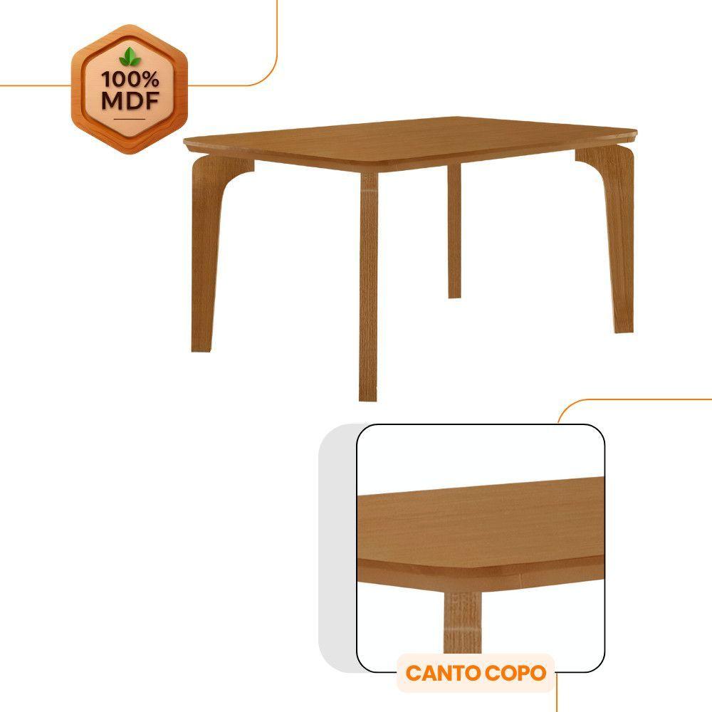 Miniatura Mesa Liz 120 Mdf Canto Copo E Com 4 Cadeiras Athenas Veludo Marrom/naturalle/naturalle