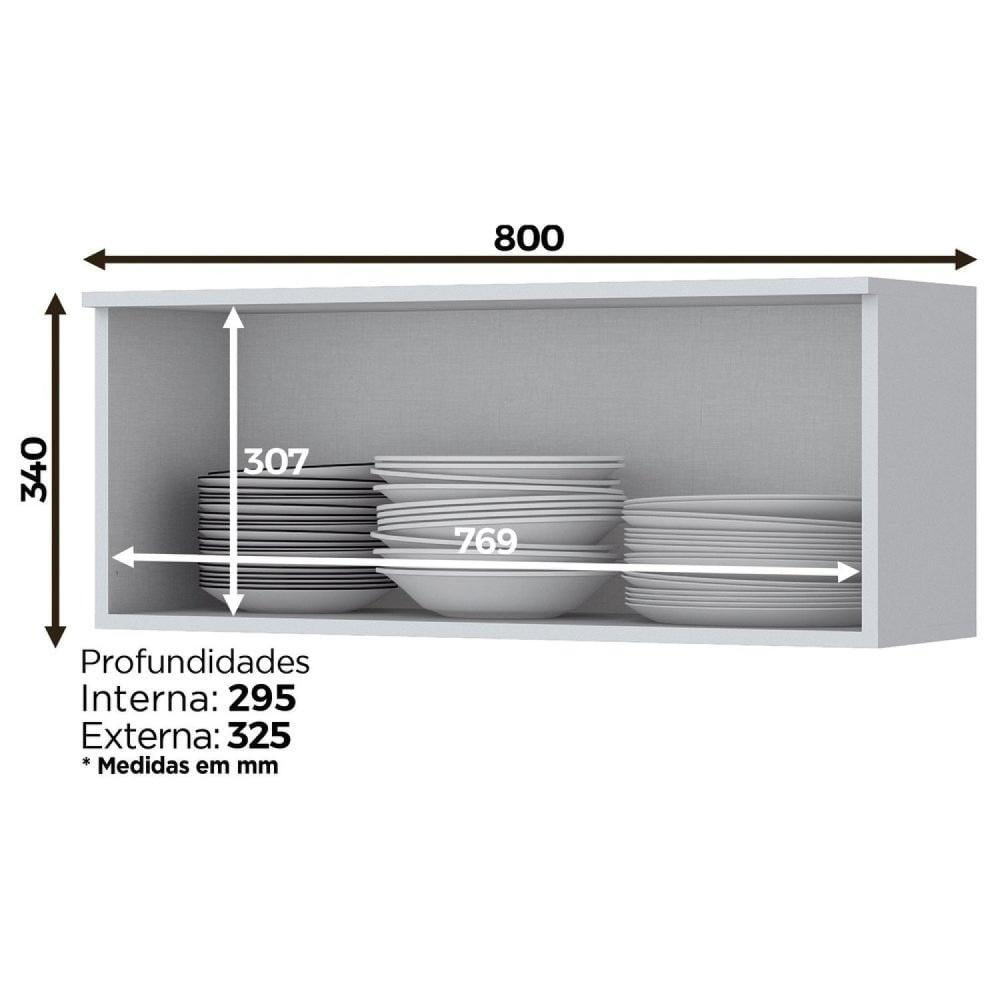 Miniatura Armário Aéreo para Cozinha 80cm 1 Porta Basculante Nova York Henn Branco HP