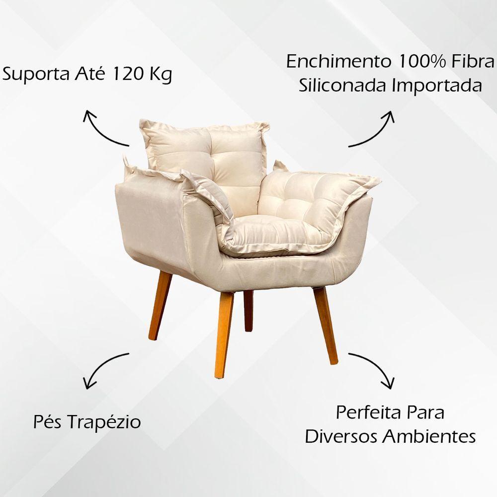 Miniatura Poltrona Decorativa Alice Pé Trapézio 30cm Castanho - Bege Suede