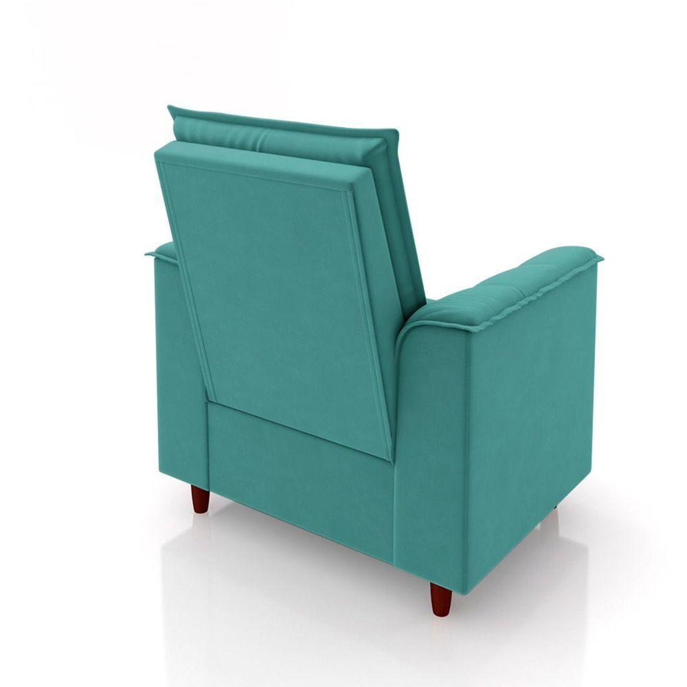 Miniatura Poltrona Amamentação Confortável Com Puff Ayla Suede azul Turquesa