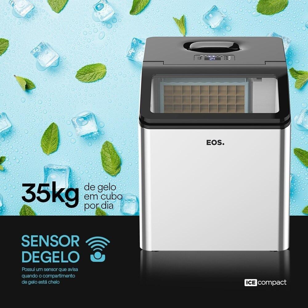 Miniatura Máquina de Gelo 35 kg Inox Ice Compact - EMG35 EOS 110V