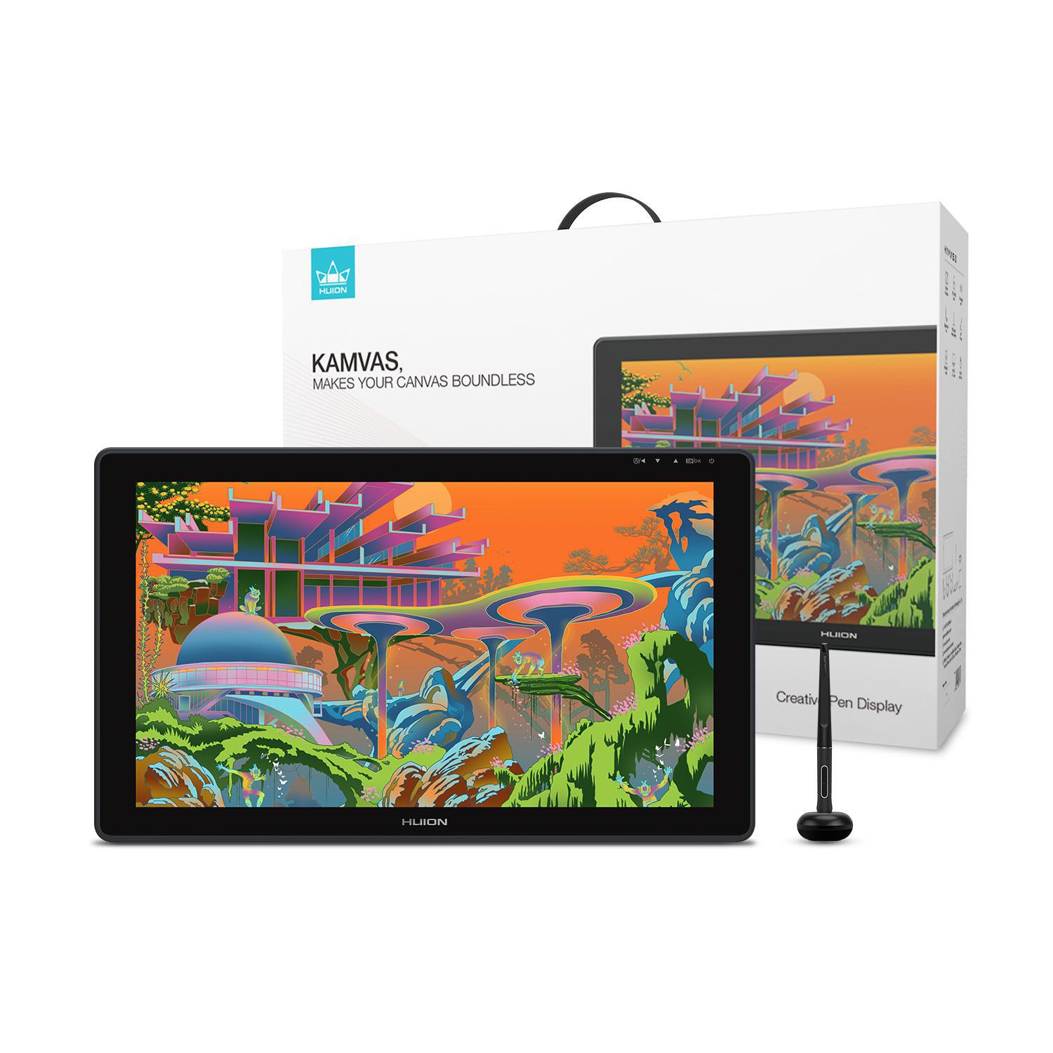 Mesa Digitalizadora Huion Kamvas 22 Plus Caneta E Suporte Windows - Black - Usb - Huion Kamvas - Com caneta