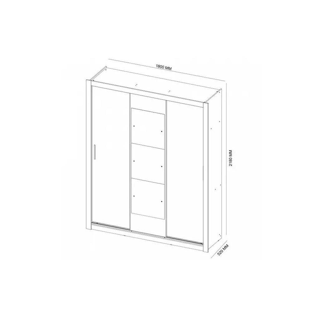 Miniatura Guarda Roupa Casal 3 Portas De Correr E 2 Gavetas C/ Espelho Vero Branco - Demóbile