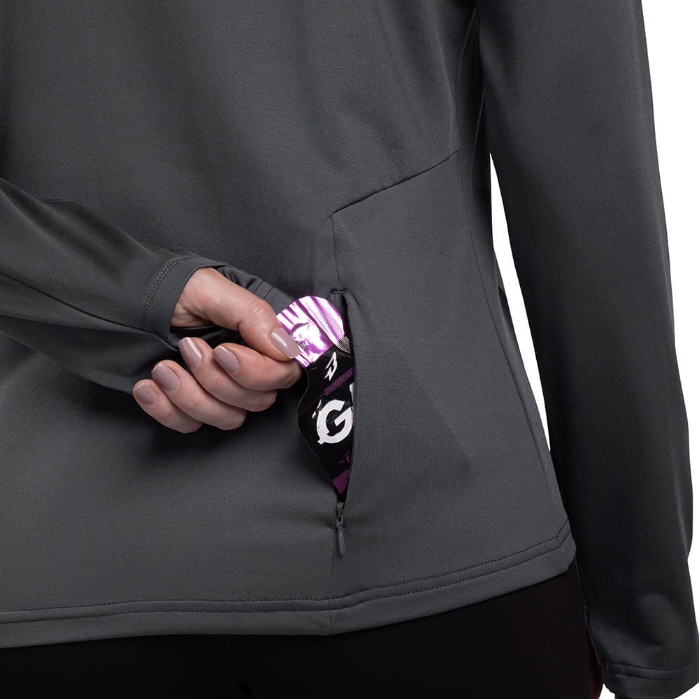 Camiseta Manga Longa de Corrida Feminina Mizuno Térmica G Cinza