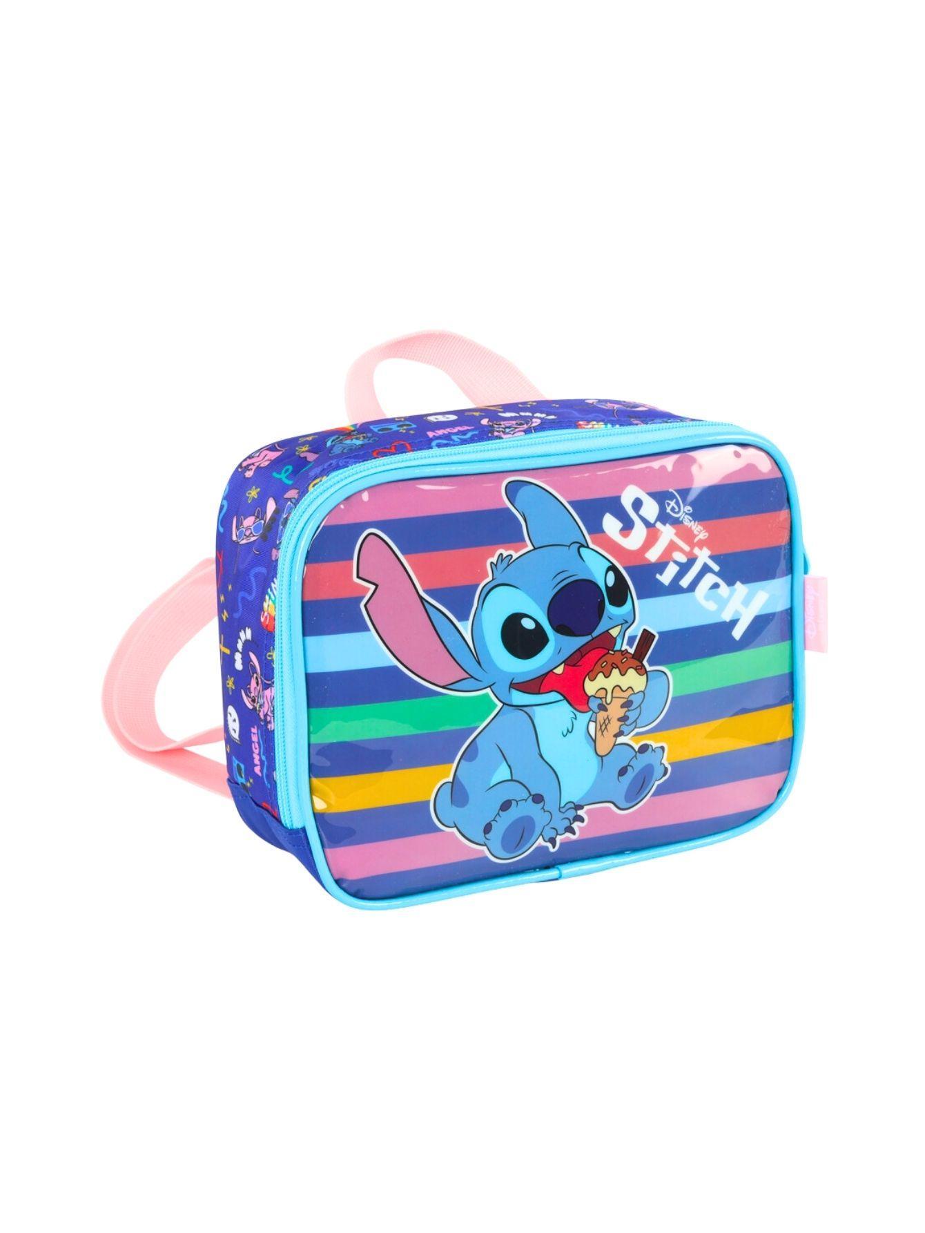 Miniatura Kit Lilo Stitch Mochila Rodas Costas Lancheira Estojo - Azul