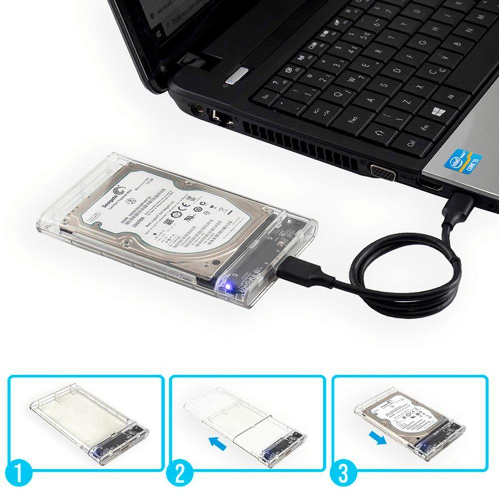 Miniatura Case Hd Externo 2.5 E Sata Ssd Usb 3.0 Transparente Exbom