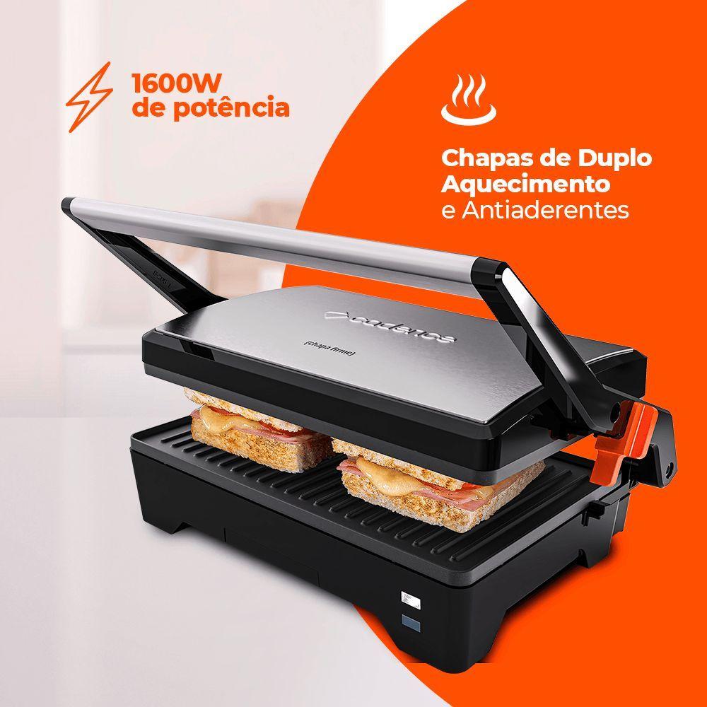 Miniatura Grill Cadence Inox Chapa Firme 110V
