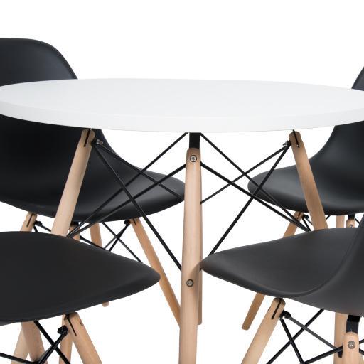 Sala De Jantar Mesa Eames Eiffel Branca 90Cm Com 4 Cadeiras