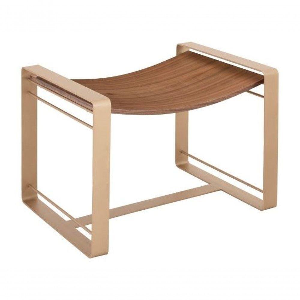 Miniatura Puff Madeira E Metal Dourado 0,60x0,45mt Barra