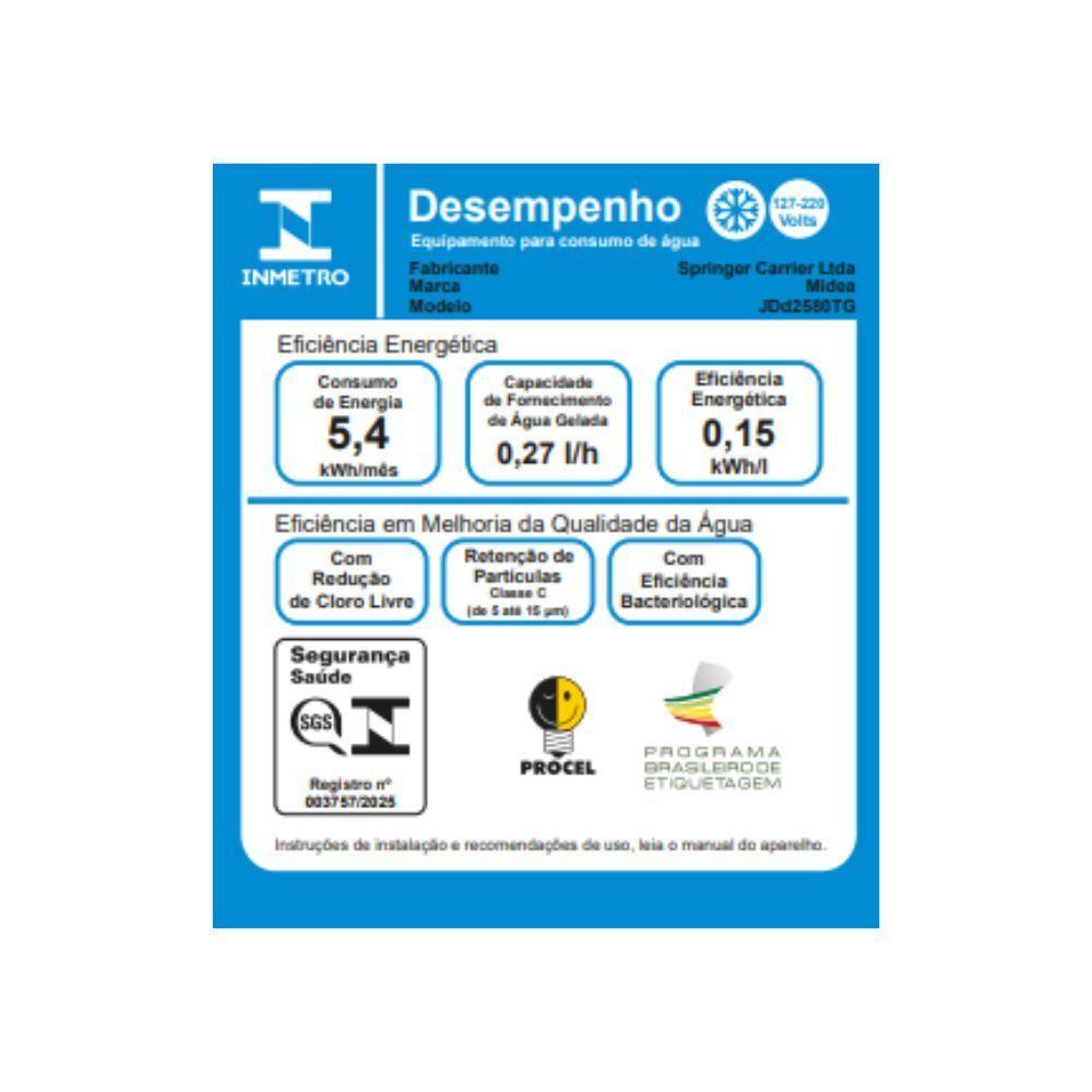 Purificador De Água Midea Slimpure Branco JDD2580TW Bivolt