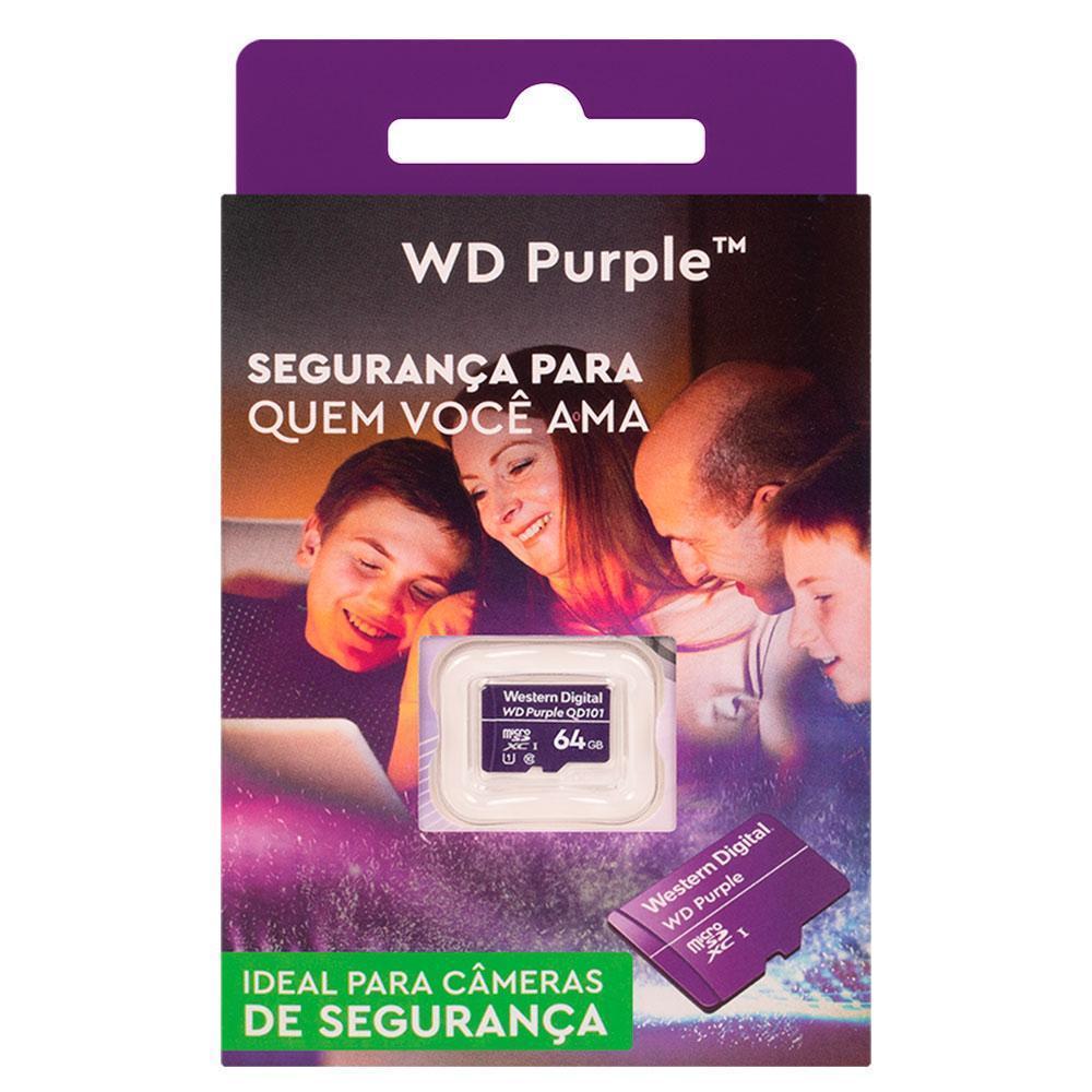 Miniatura Cartão De Memória Micro-SD 64 GB Wd Purple™ Intelbras Durabilidade 5x Maior, Gravação Contínua 24/7