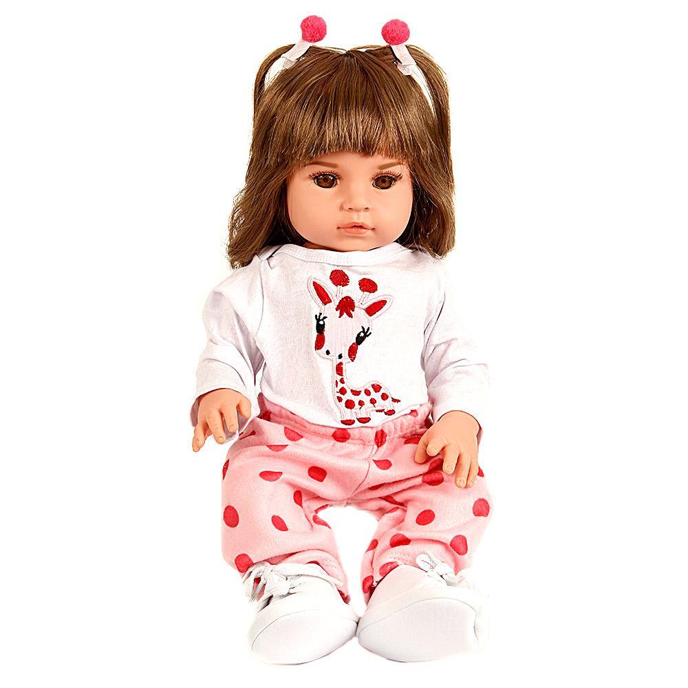 Miniatura Boneca Bebê Reborn Girafinha Menina 48Cm - 100% Silicone