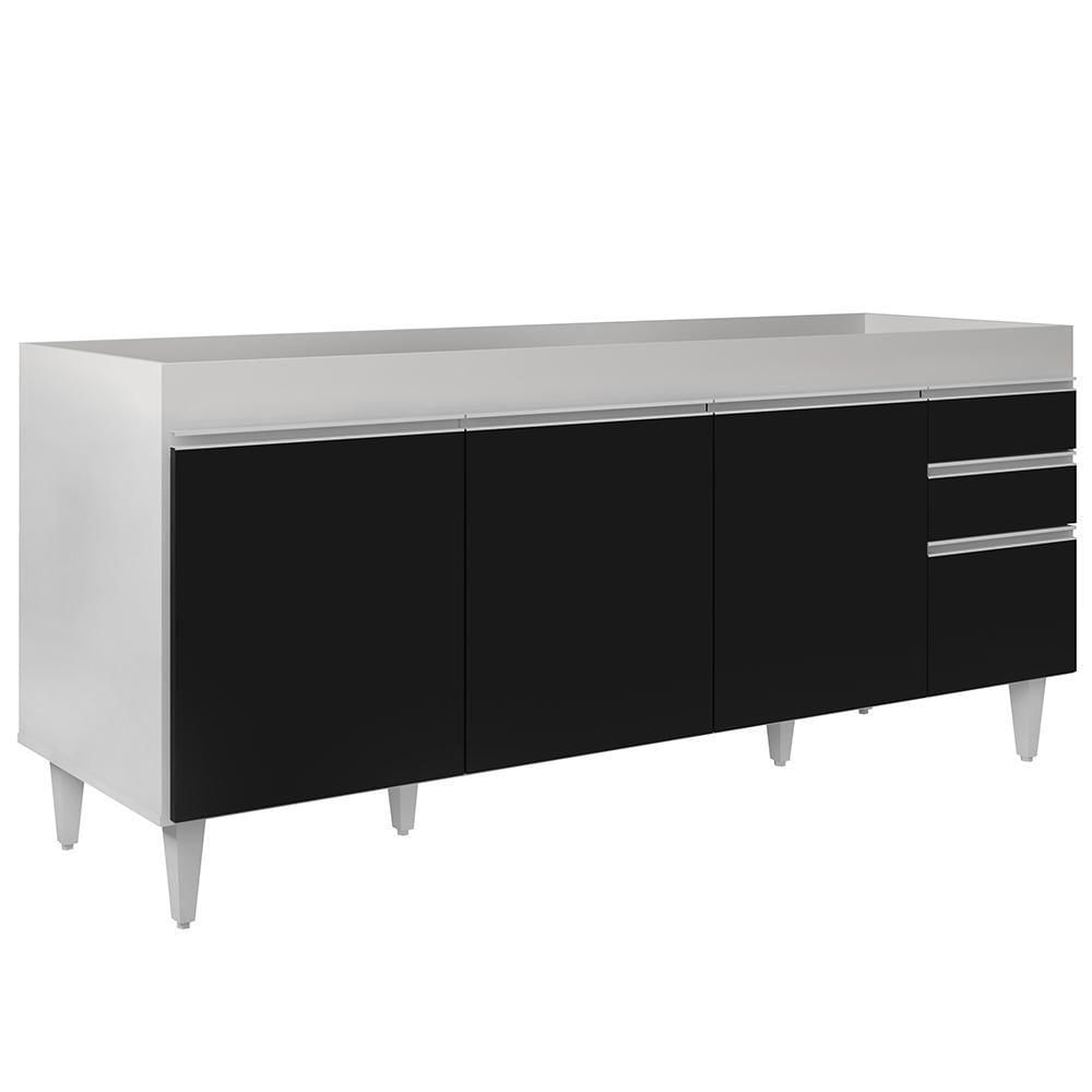 Miniatura Balcão Gabinete Para Pia 180cm Sem Tampo Dallas Branco-preto - Lumil