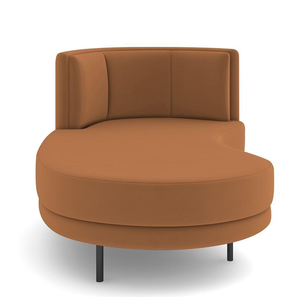Miniatura Sofá Chaise Longue Living Lucca Esquerdo D02 Veludo Terracota C-262