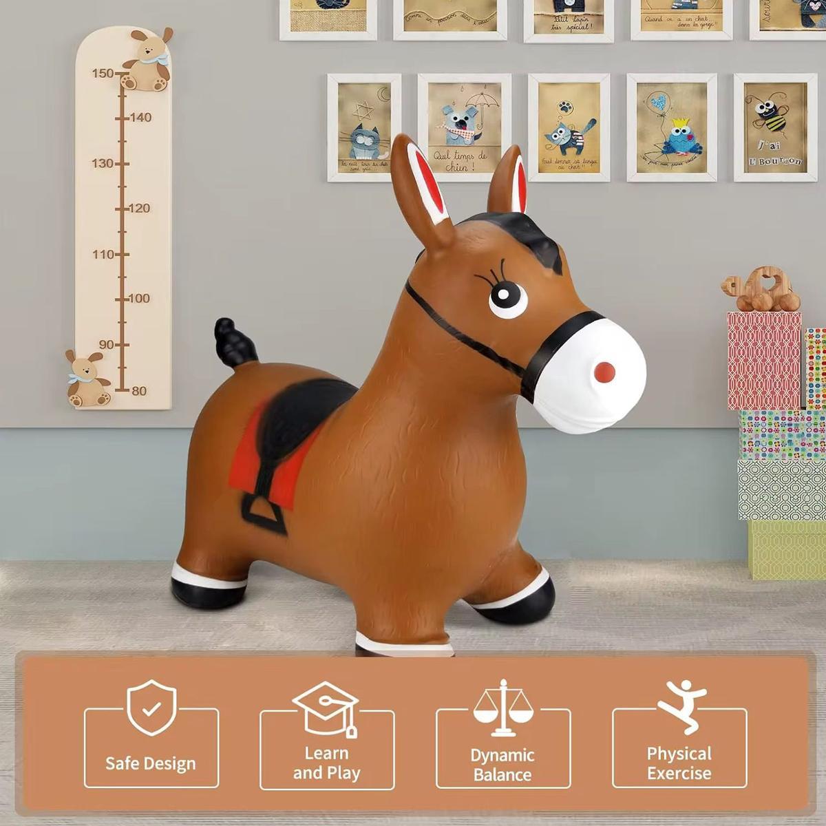 Burrinho Cavalo De Borracha Upa Upa Pula Brinquedo Marrom