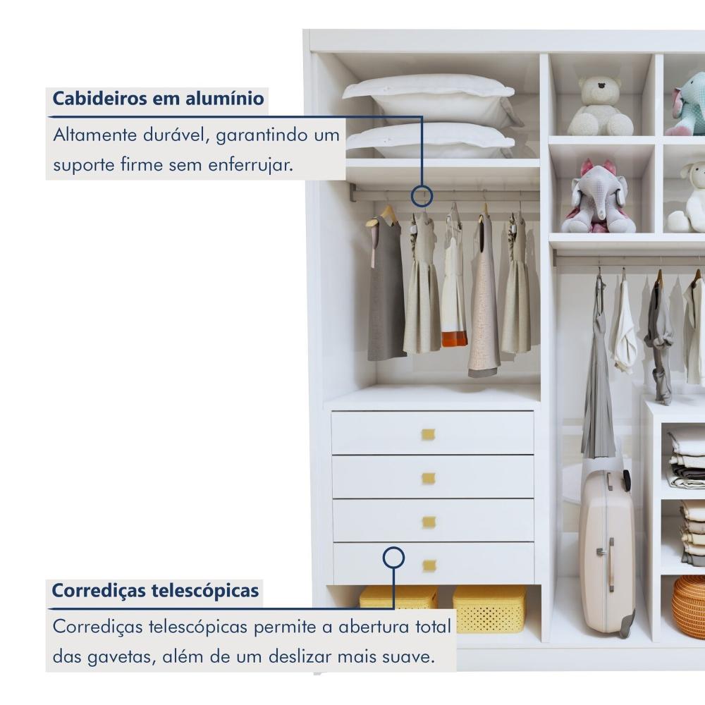 Quarto Infantil Completo Closet Eloá e Cama Irlanda Branco