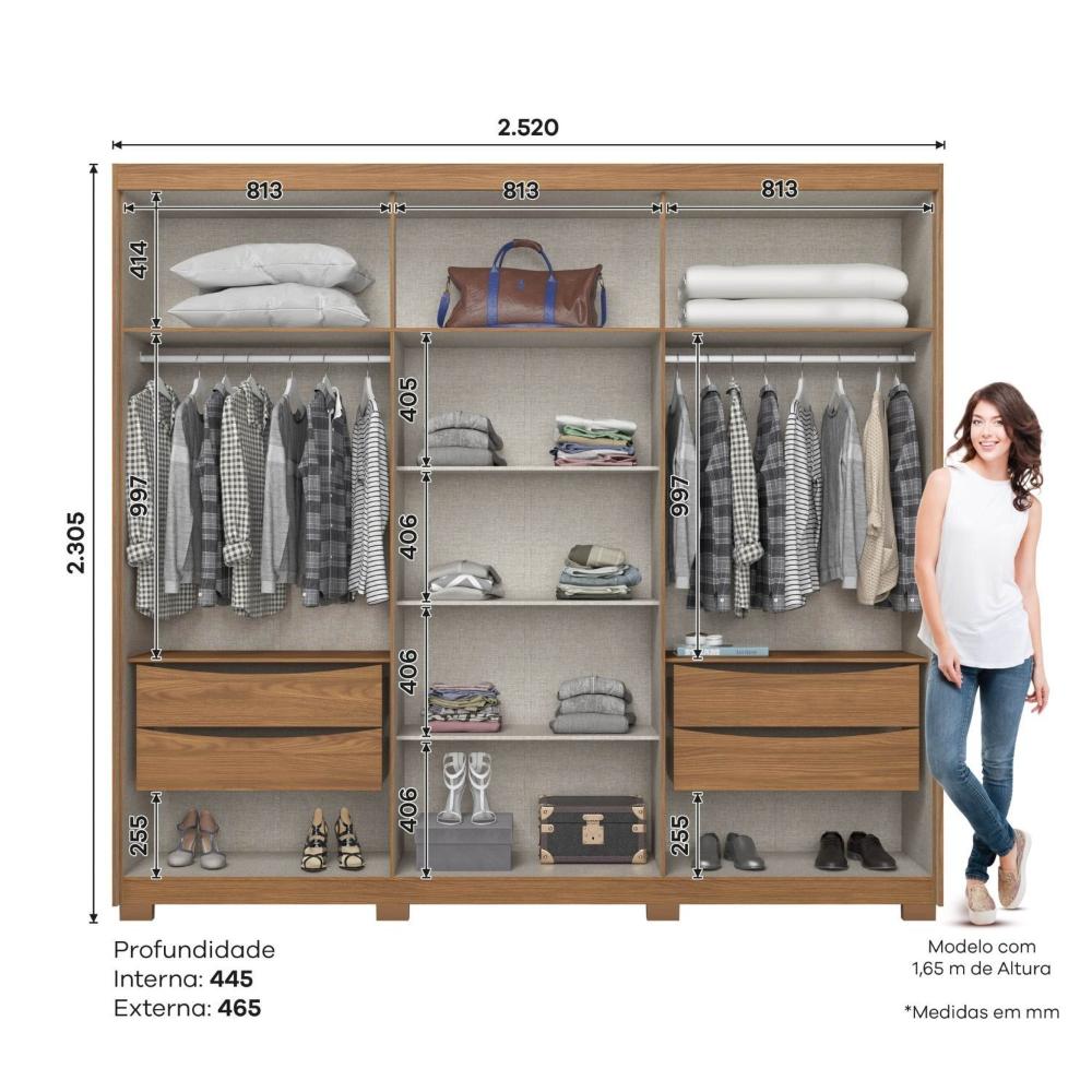Miniatura Guarda-Roupa Casal 6 Portas 4 Gavetas Norton Nature
