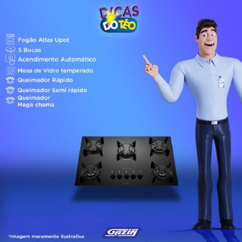 Miniatura Fogão Atlas Utop 5B - Cooktop Glass Preto