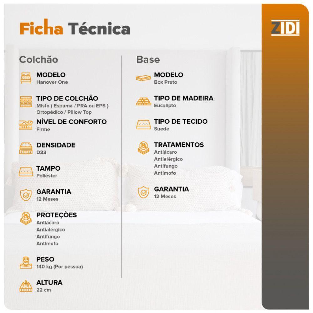 Miniatura Cama Box Queen Preto + Colchão Ortopedico Espuma D33 Pillow