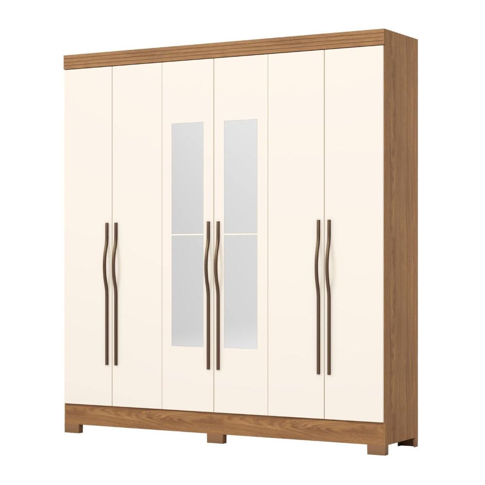 Miniatura Guarda-roupa 6 Portas 3 Gavetas com Espelho B367 Nature/Off White