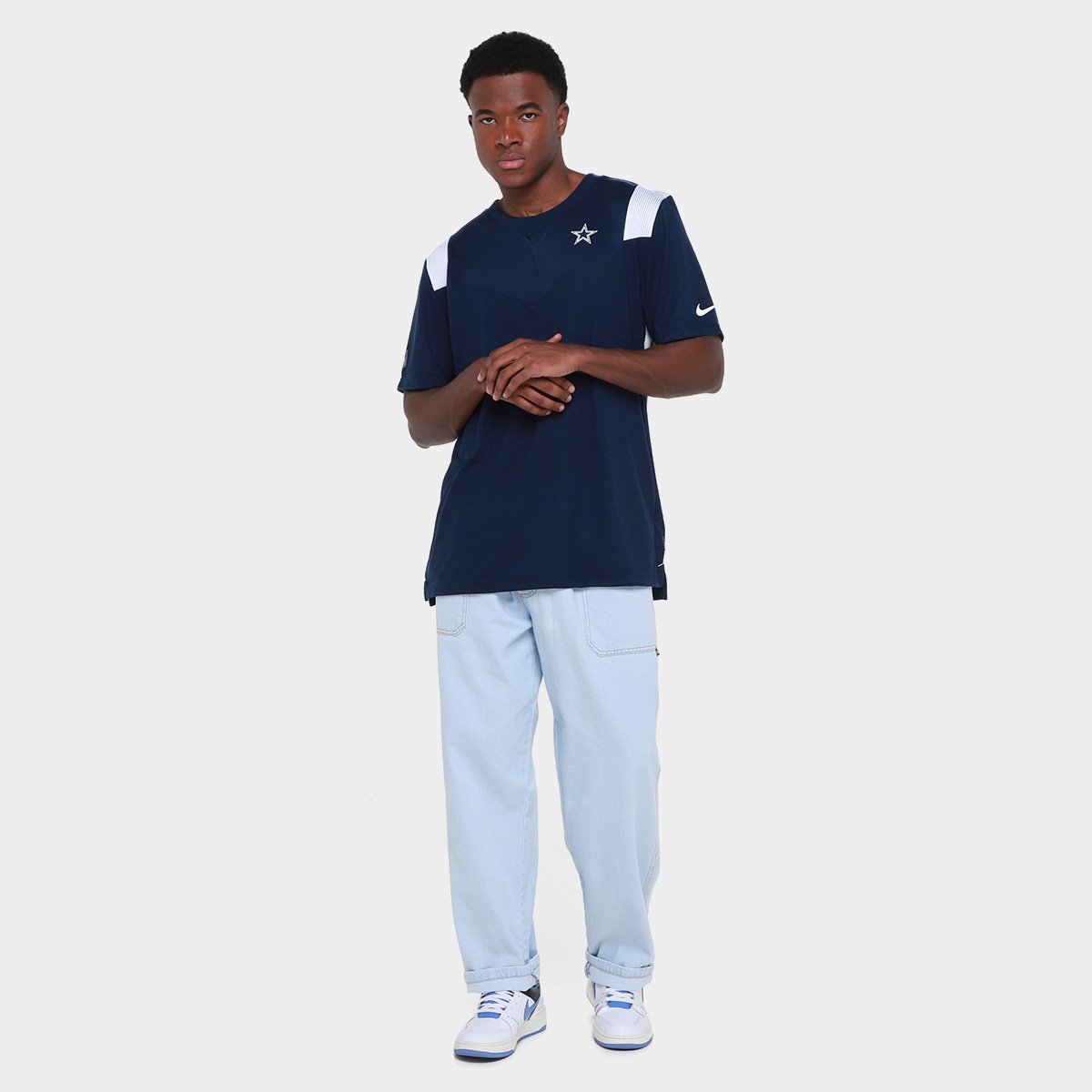 Miniatura Camiseta NFL Dallas Cowboys Nike Dri-Fit Player Short Sleeve Top Masculina Marinho - EGG