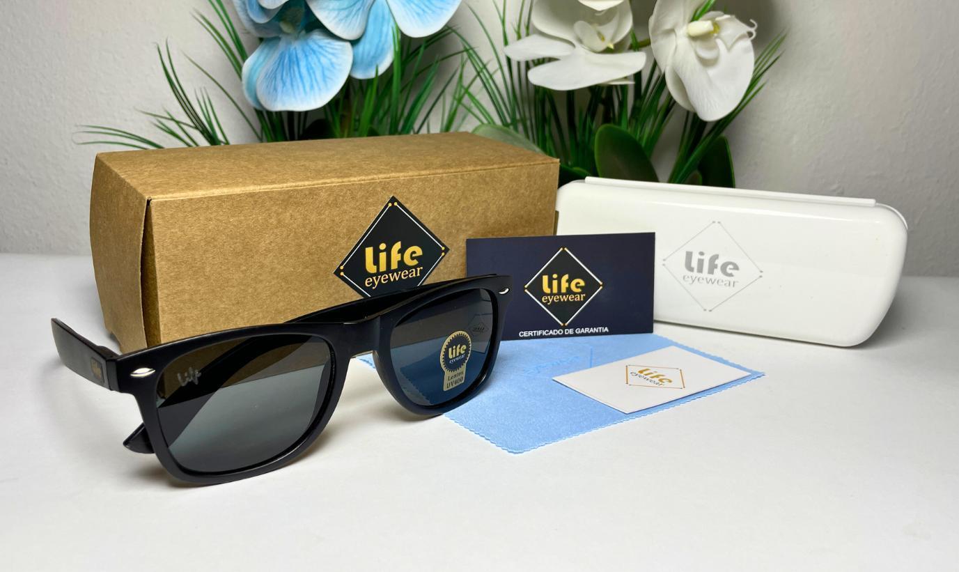 Miniatura Óculos De Sol Life New Way Preto Retangular