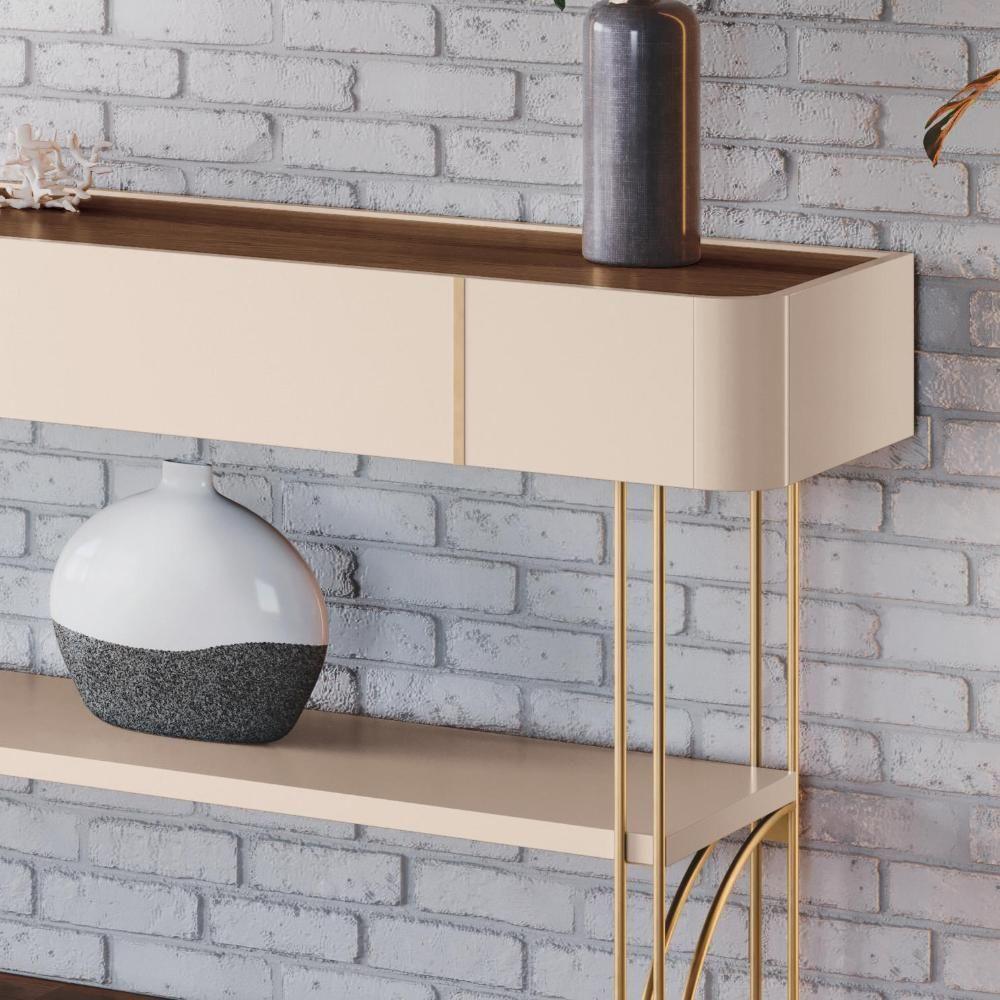 Aparador Sala De Estar Vivant Off White-castanho - Hb Móveis Off White-castanho