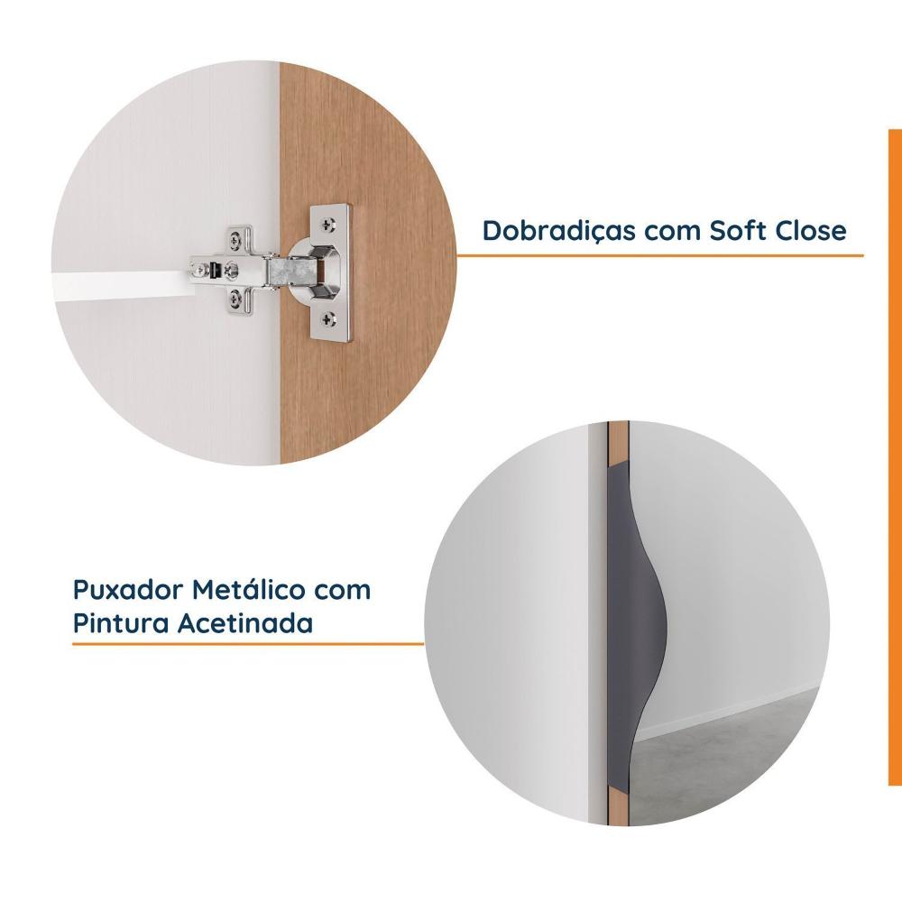 Guarda Roupa Hera 1 Porta com Espelho 6 Prateleiras CabeCasa MadeiraMadeira Louro/Branco Geada