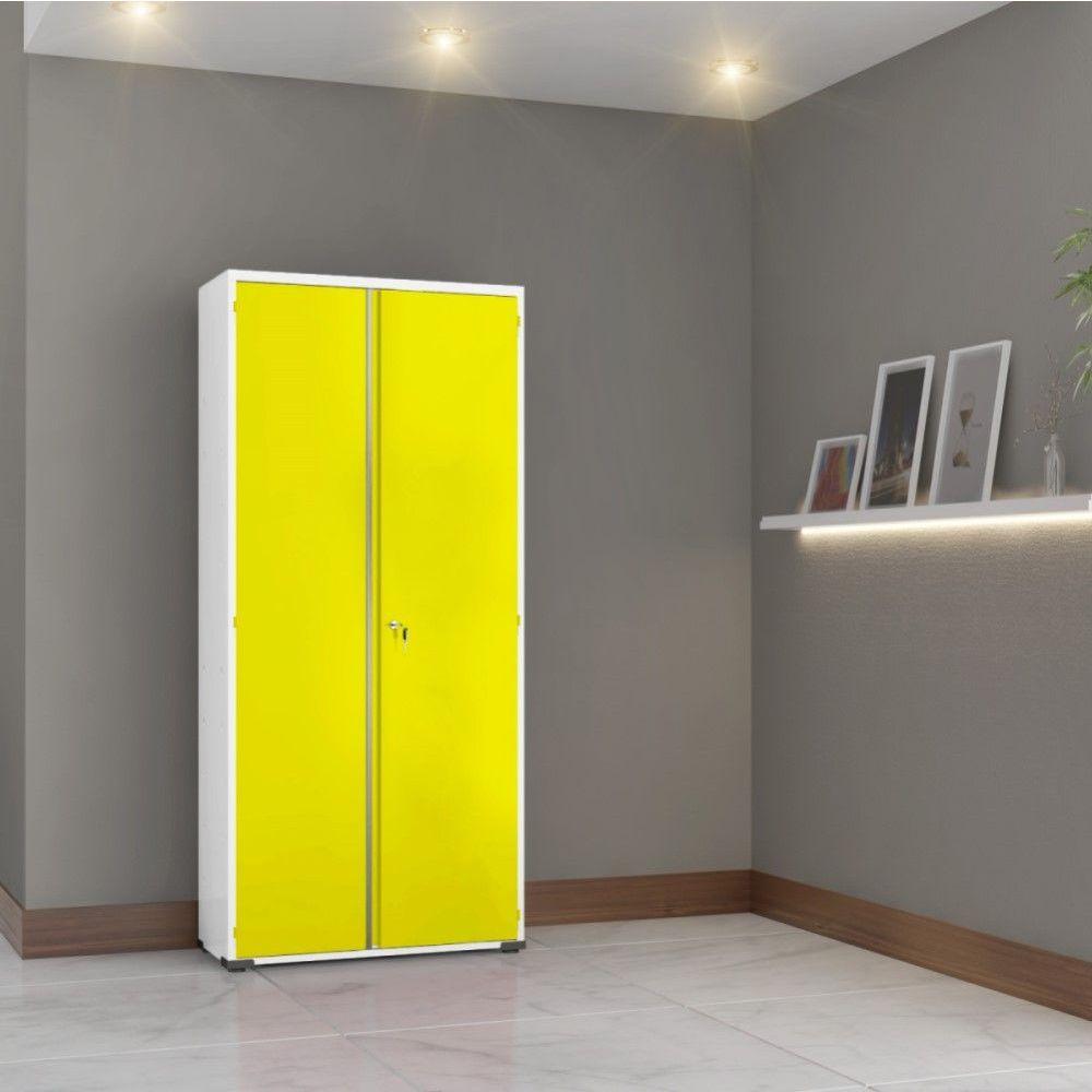 Armário Aço Escritório Fechadura 3 Prateleiras Ea303 Amarelo