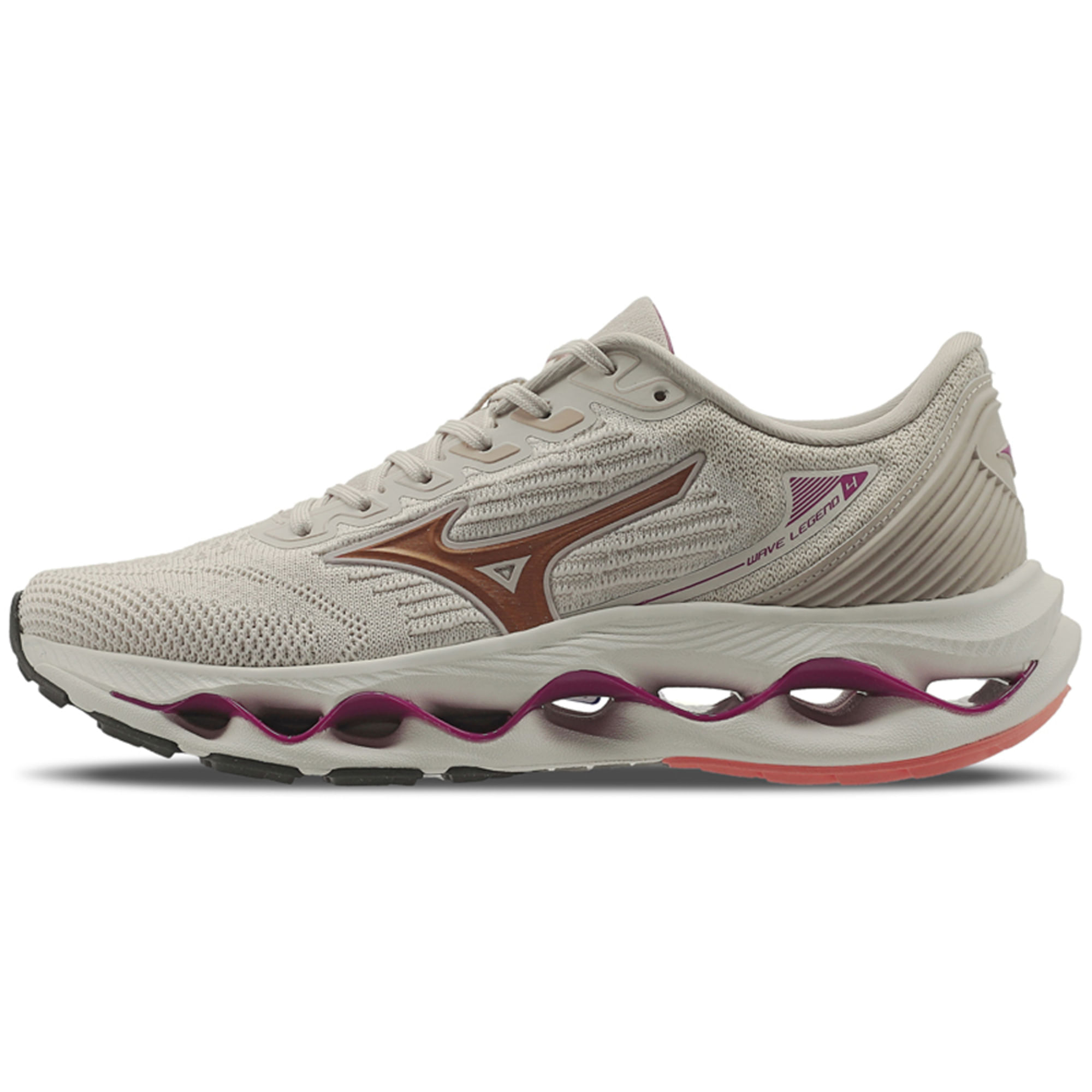 Miniatura Tênis de Corrida Feminino Mizuno Wave Legend 4 Bege - 34