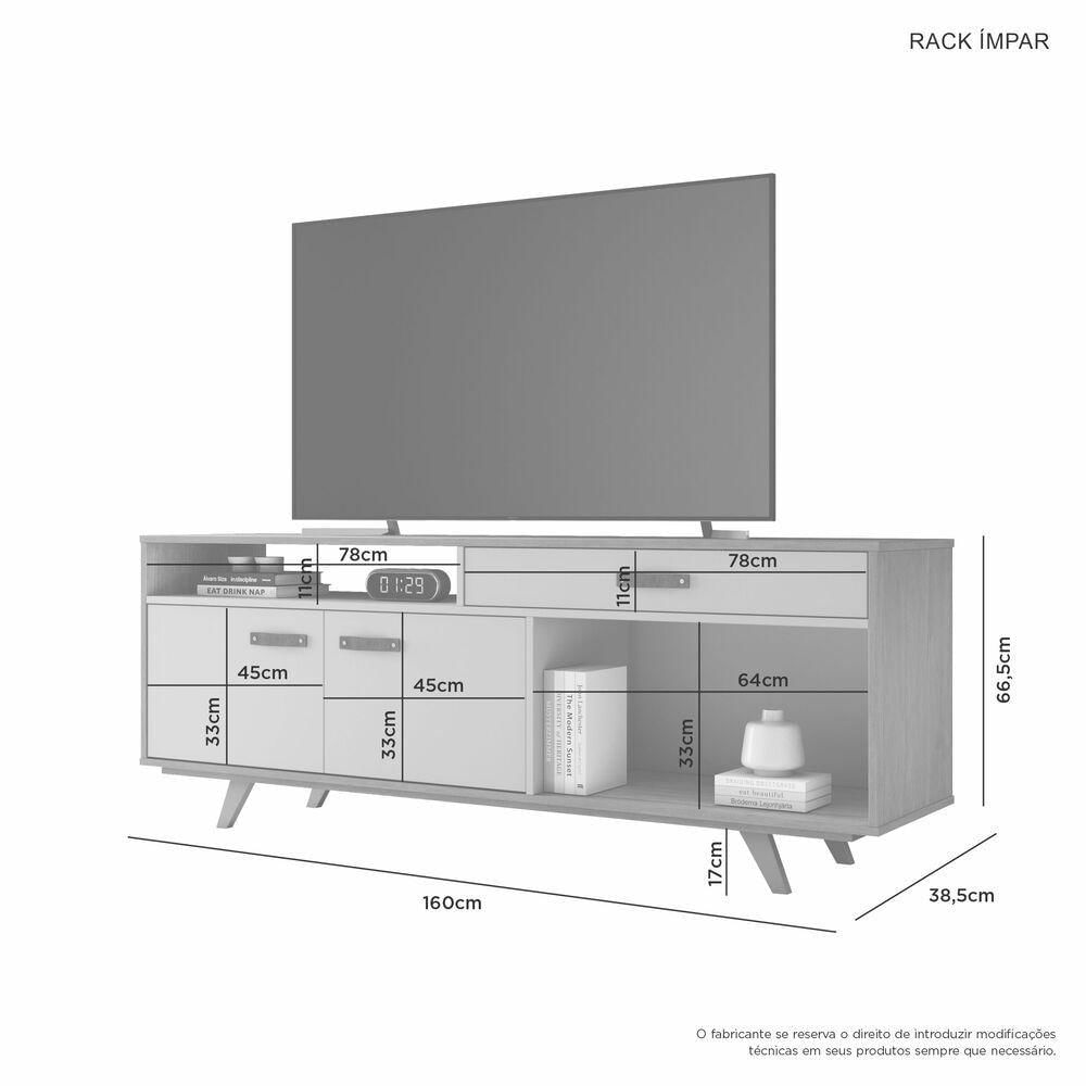 Miniatura Rack Para Tv Até 65 Polegadas Impar Jcm Movelaria Cinamomo/Off White