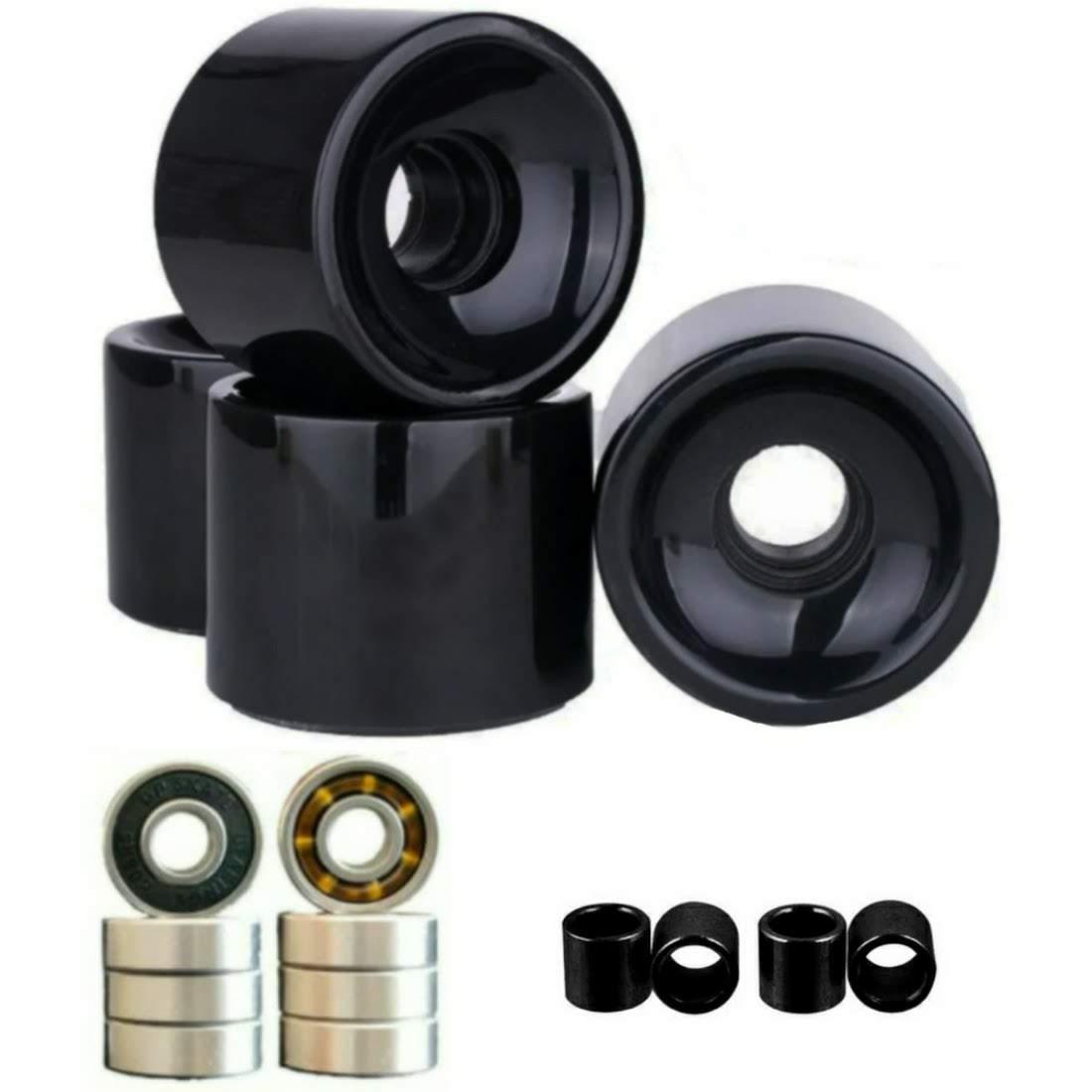 Miniatura Rodas Longboard 70Mm 78A Importada + Rolamentos Speed Black