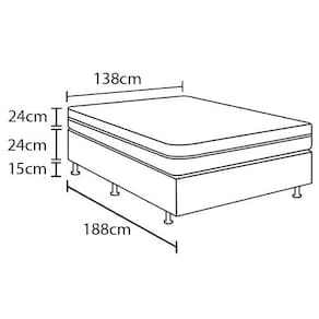 Cama Box de Casal Biflex Ilhéus com Molas Ensacadas e Euro Pillow 63x138x188cm - Marrom/Bege Estampado